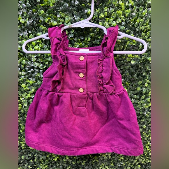 Gerber Plum Baby over all Dress with Ruffles and bundle of white long sleeves - Picture 1 of 4